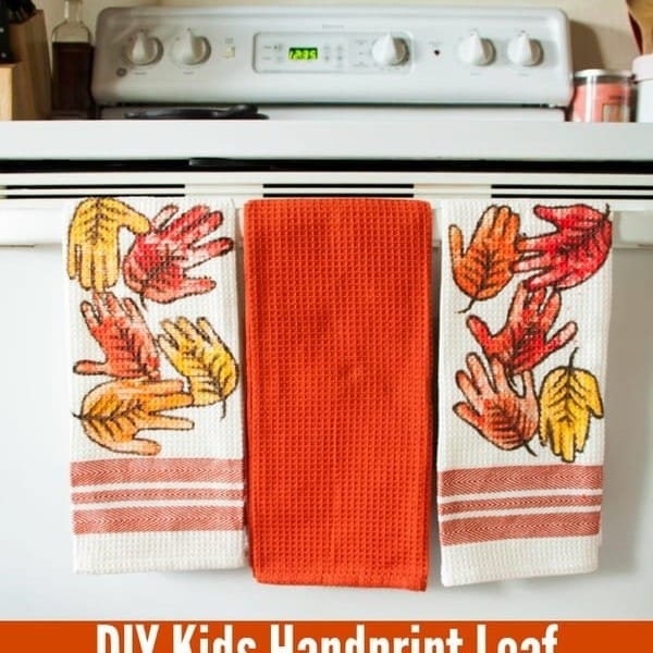 DIY Leaf Handprint Hand towels • MidgetMomma