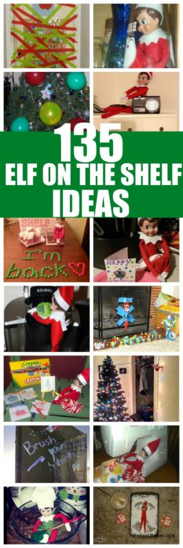 135 Easy Elf on the Shelf Ideas! Never be stuck on what to do with your Elf on the shelf! #ElfontheShelf #ElfIdeas #ElfontheShelfIdeas #EasyElfIdeas