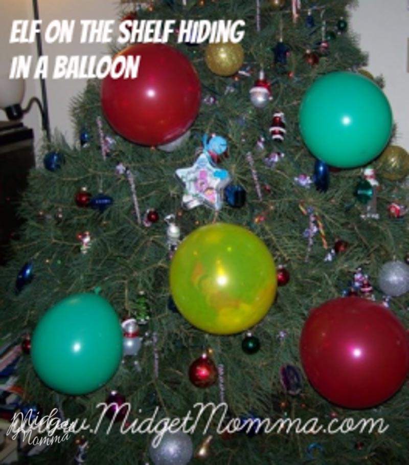 Easy Elf on the Shelf Ideas - elf hiding in a balloon