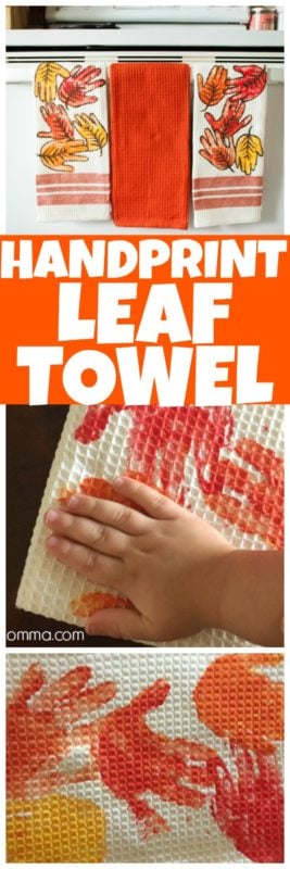 This Hand print leaf towel craft is perfect for the kids. This easy fall craft is adorable when finished and so much fun to make! #Fall #Crafts #kids #FallCrafts #FallCraft #Handprint #HandprintCraft