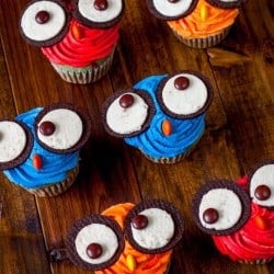 Owl cupcakes made with Oreo Cookies