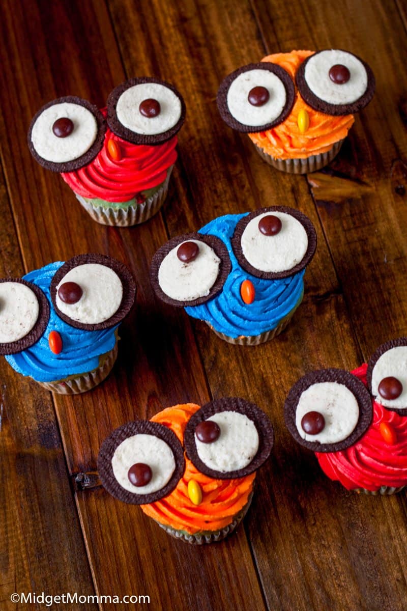 Owl cupcakes made with Oreo Cookies