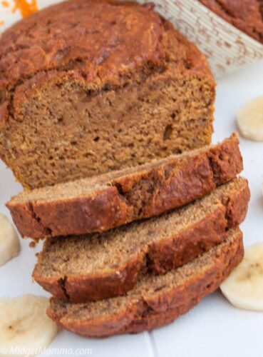 slices of homemade banana pumpkin bread