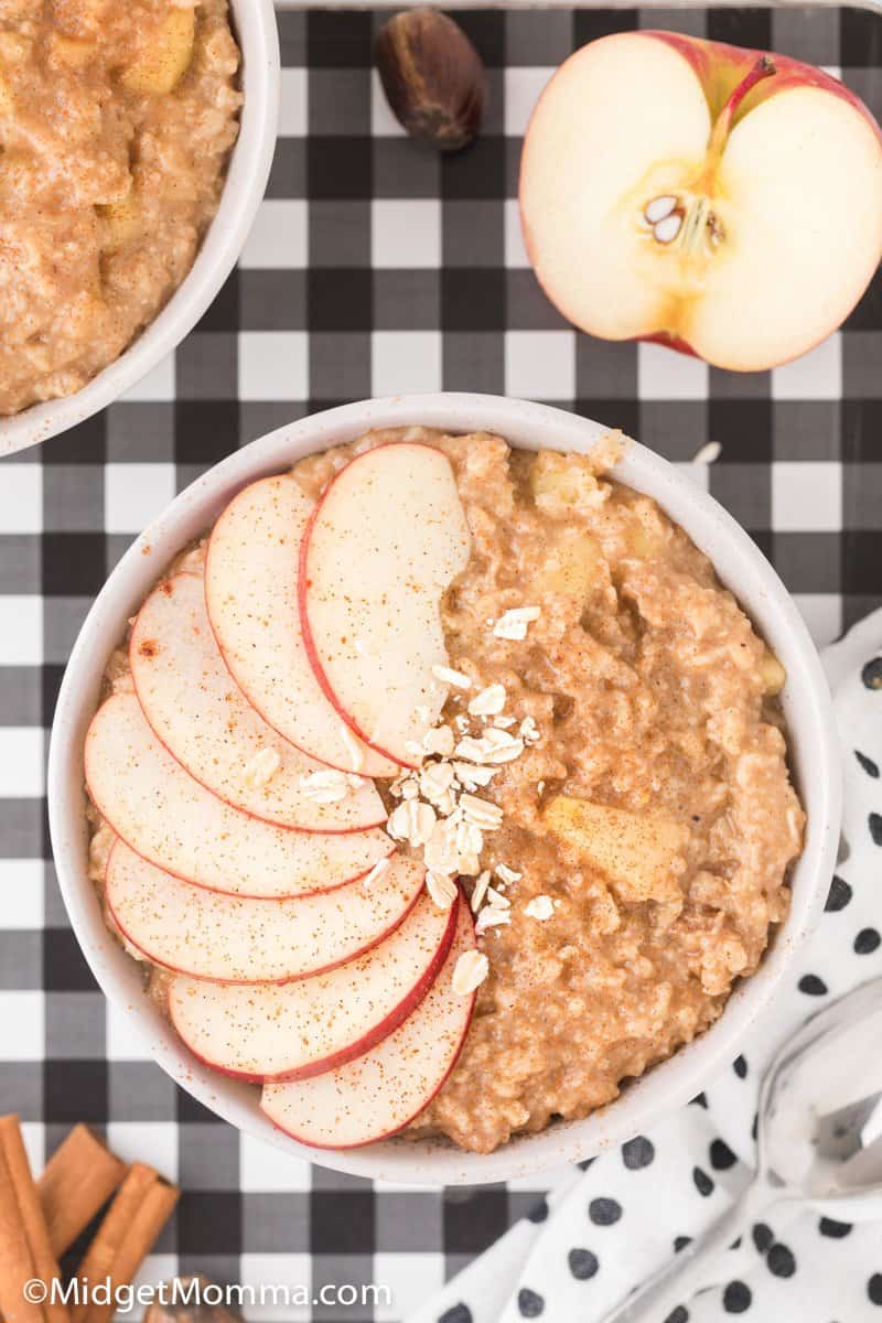 overhead shot of Apple Cinnamon Oatmeal in a bowl