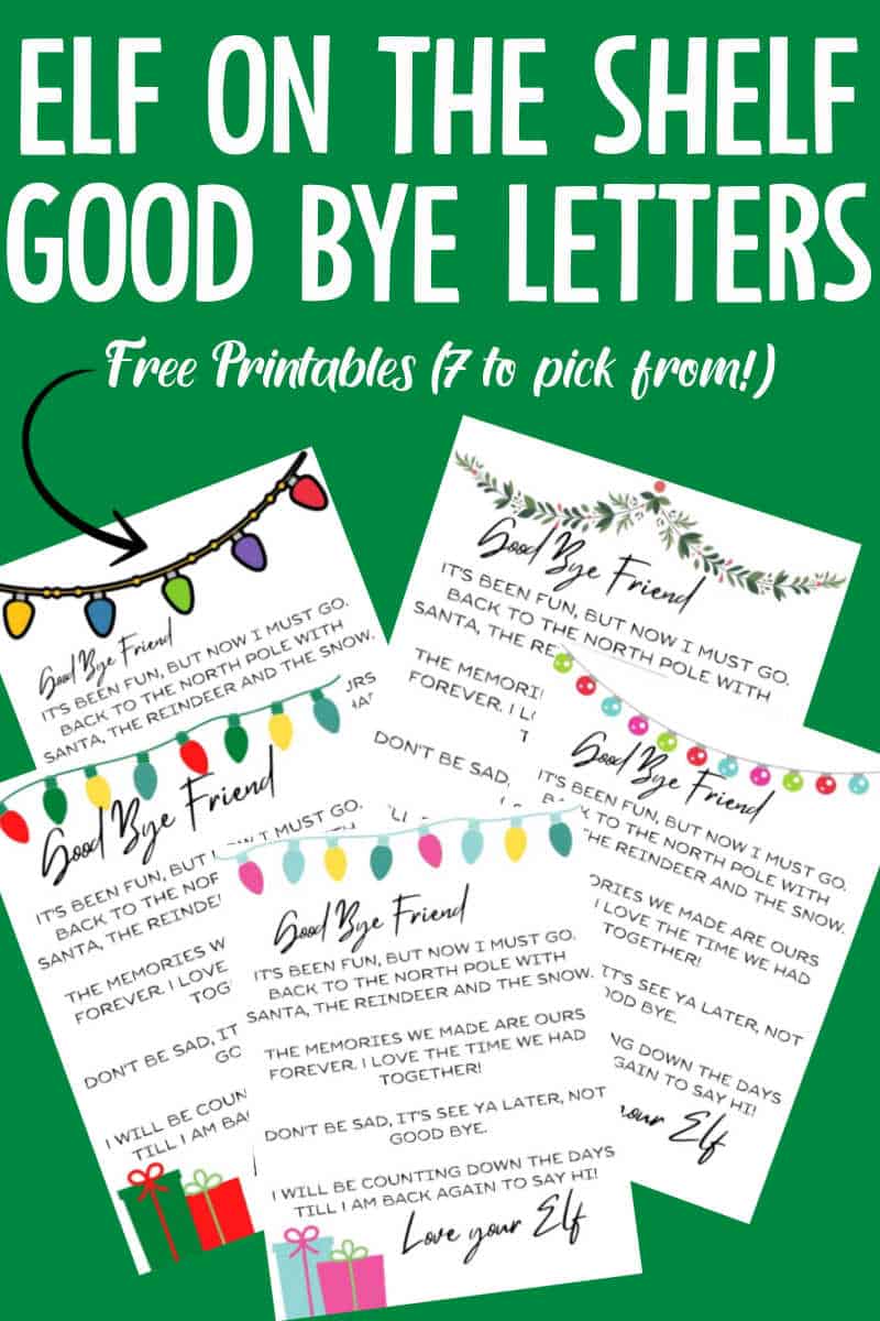 Elf on the Shelf Goodbye letter printable 