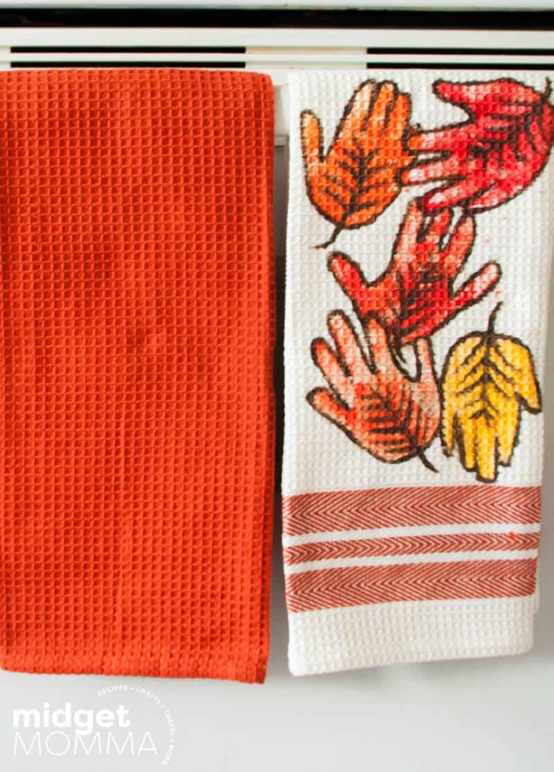 falling leaves handprint towel