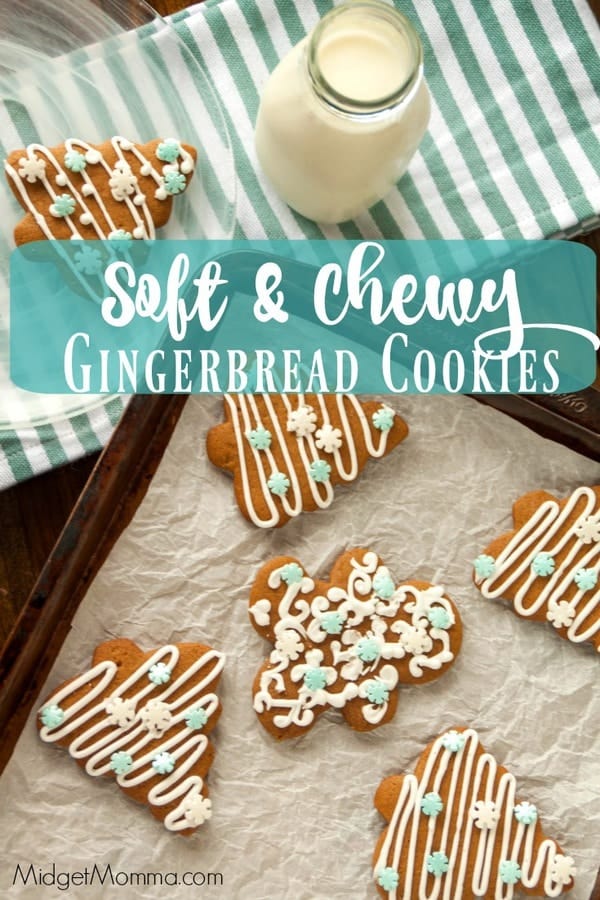 soft frosted gingerbread cookies on a tray