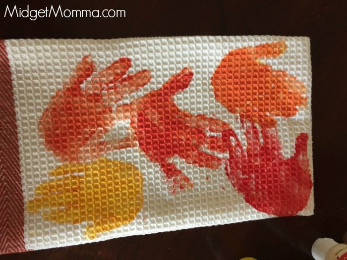 DIY Leaf Handprint Hand towels • MidgetMomma