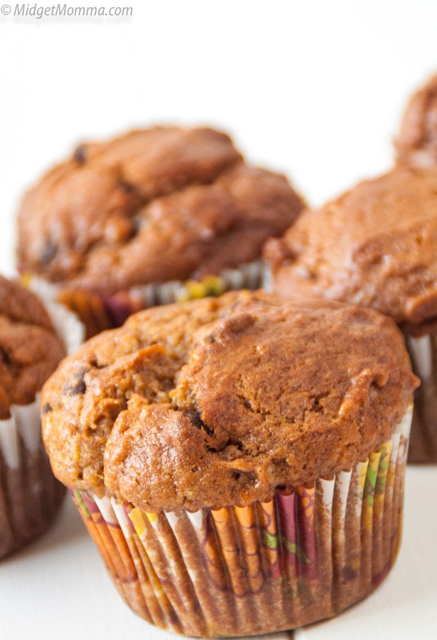 pumpkin banana chocolate chip muffins