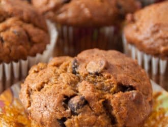 pumpkin banana chocolate chip muffins