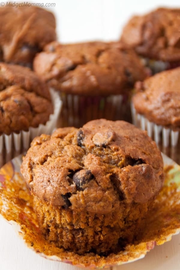 pumpkin banana chocolate chip muffins