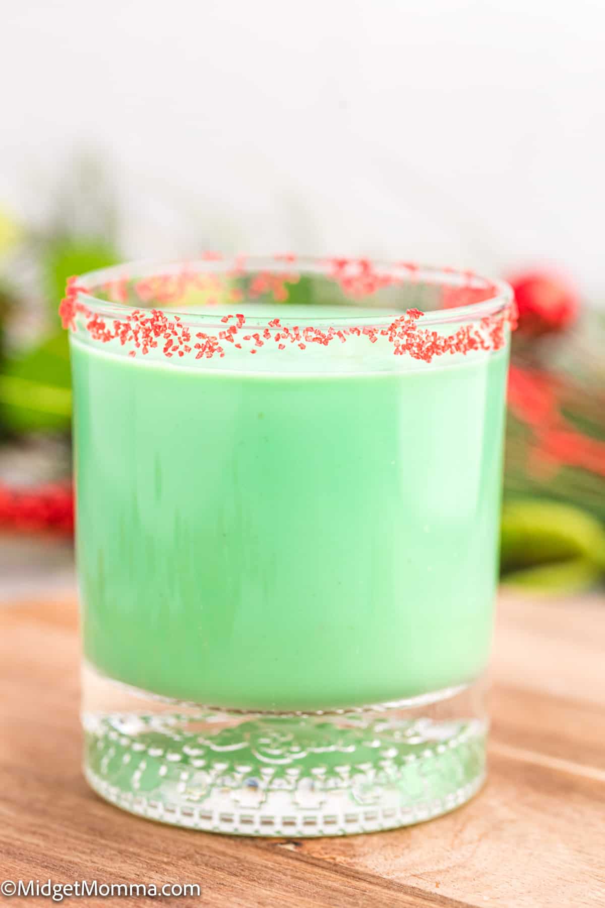 close up photo of Grinch Spiked eggnog recipe