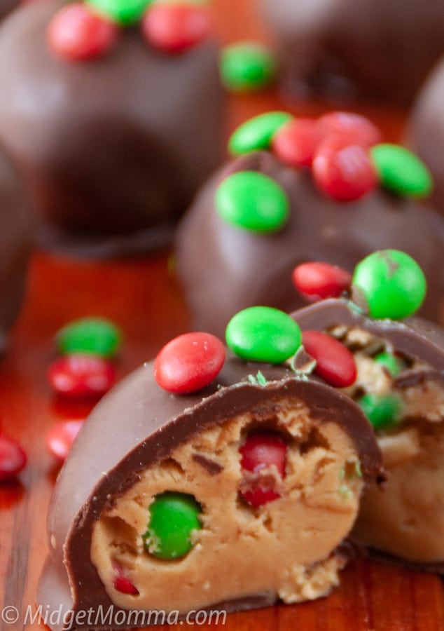 M&M Holiday Chocolate Peanut Butter Balls • MidgetMomma