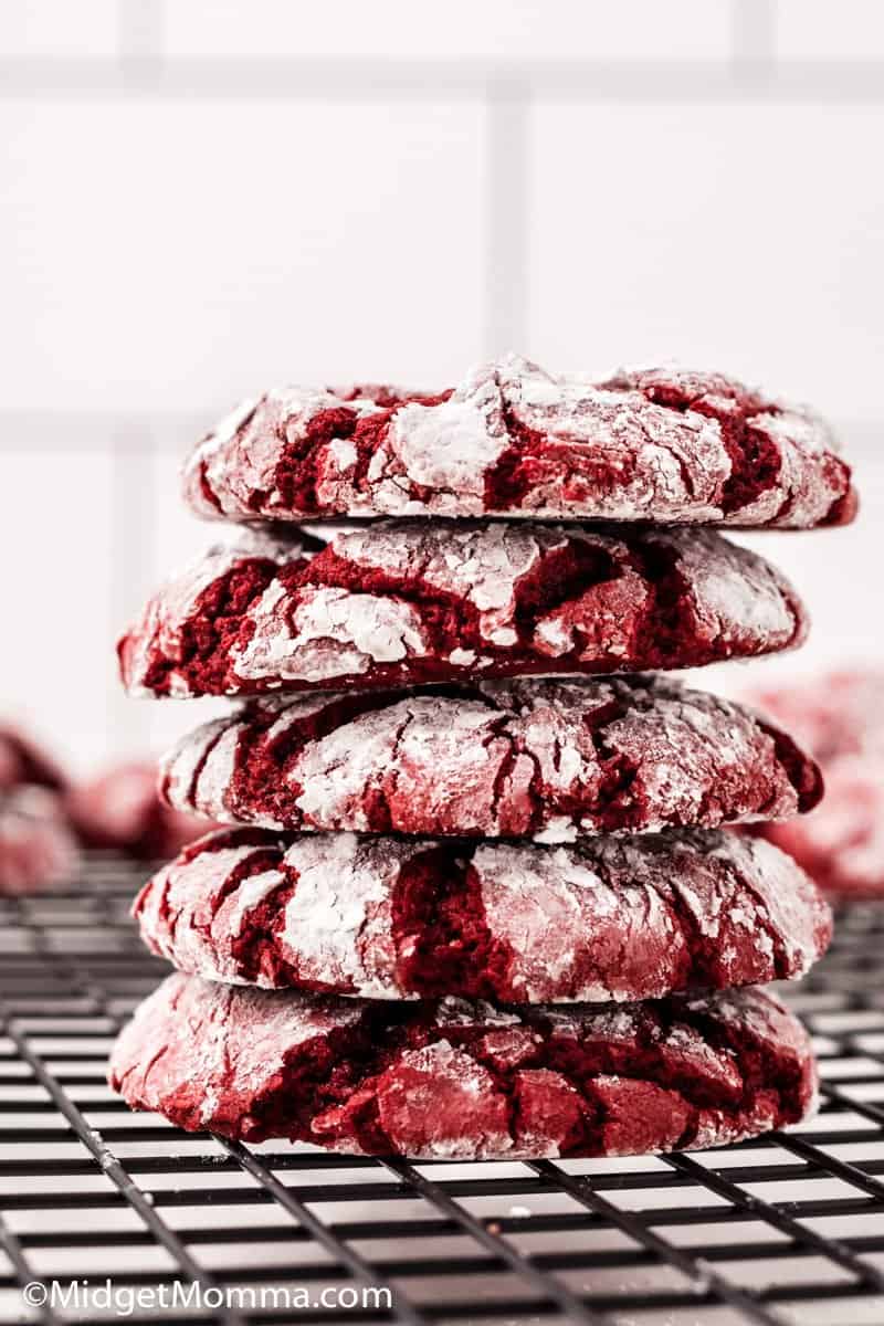 stack of red velvet cookies