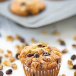 Chocolate Chip Banana Walnut Muffins - Chunky Monkey Muffins