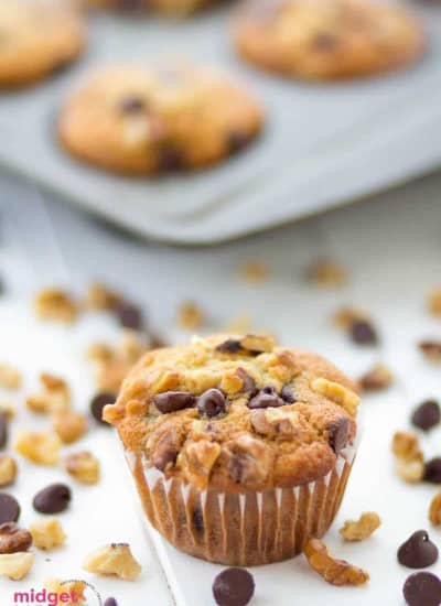 Chocolate Chip Banana Walnut Muffins - Chunky Monkey Muffins