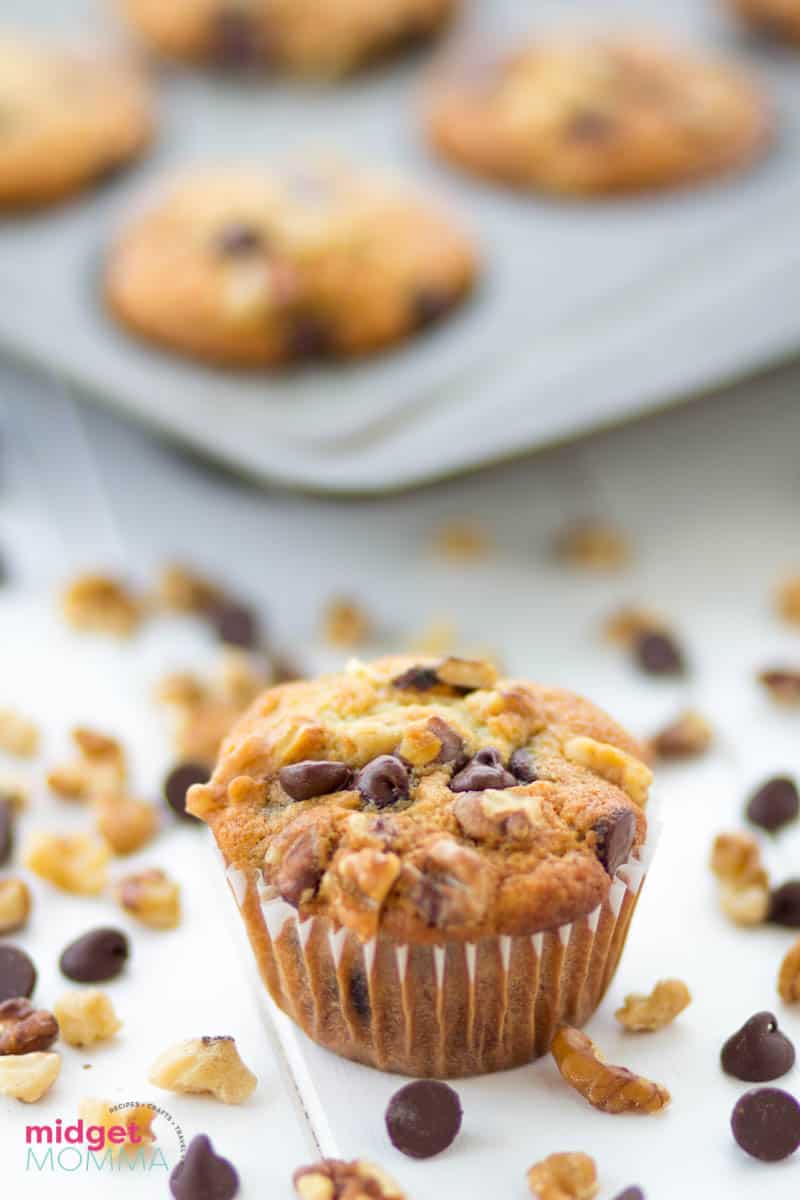 Chocolate Chip Banana Walnut Muffins (Chunky Monkey Muffins_