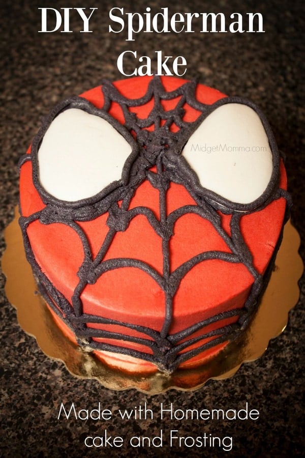 DIY Spiderman Cake (with Homemade cake and Frosting) • MidgetMomma