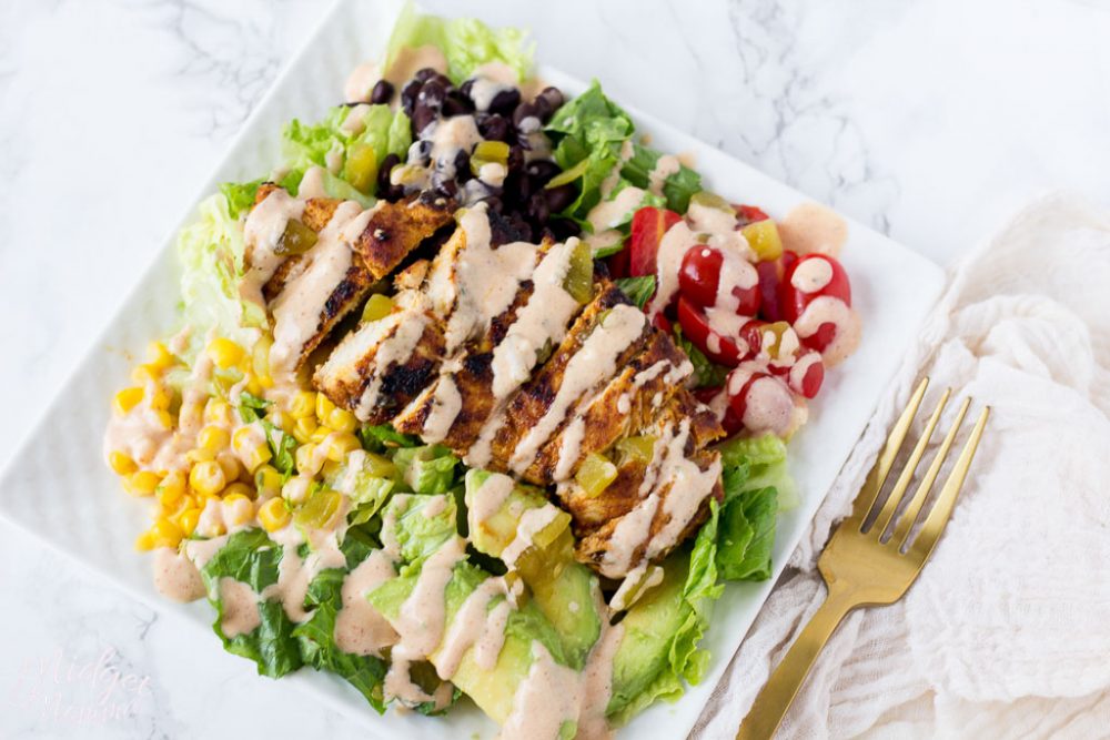 Skinny Chicken Taco Salad with homemade dressing