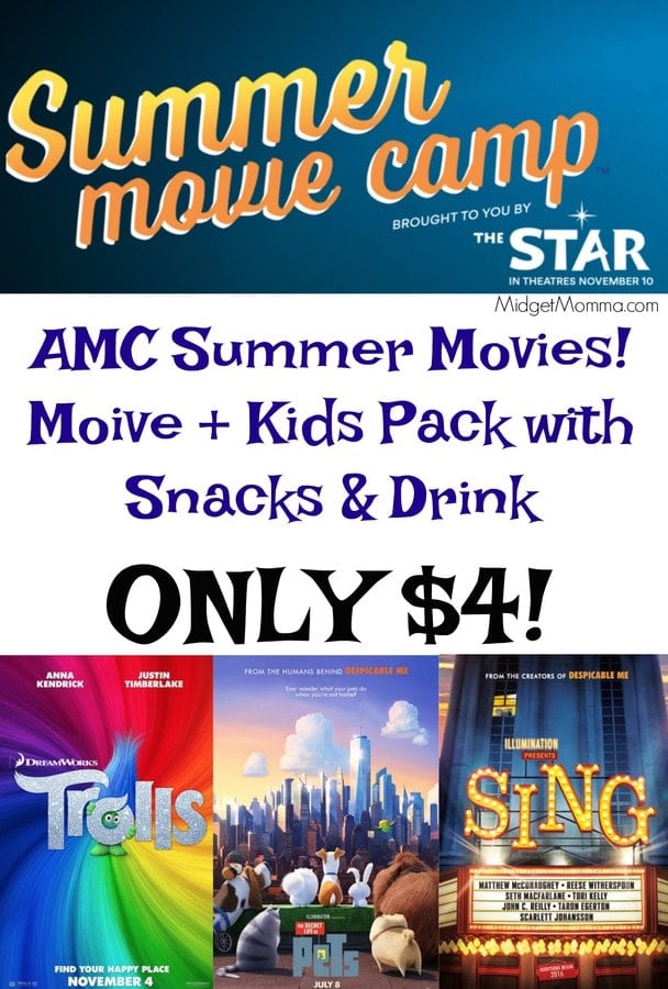 AMC Summer Movies! Movie & Snack Pack for 4 • MidgetMomma