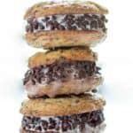 Stack of 3 Chocolatee chip cookie ice cream sandwiches