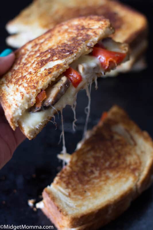 Provolone Grilled Cheese with Roasted Red Pepper & Mushrooms