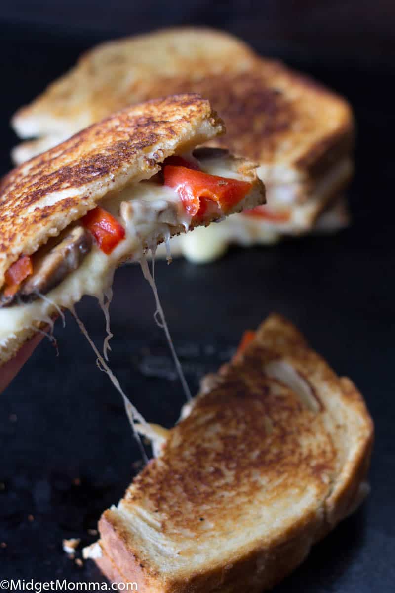 Roasted Red Pepper, Mushroom and Provolone Grilled Cheese