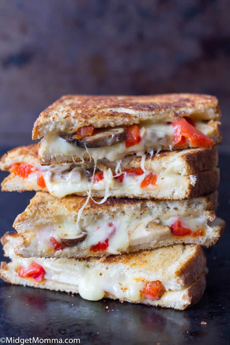 Roasted Red Pepper, Mushroom and Provolone Grilled Cheese