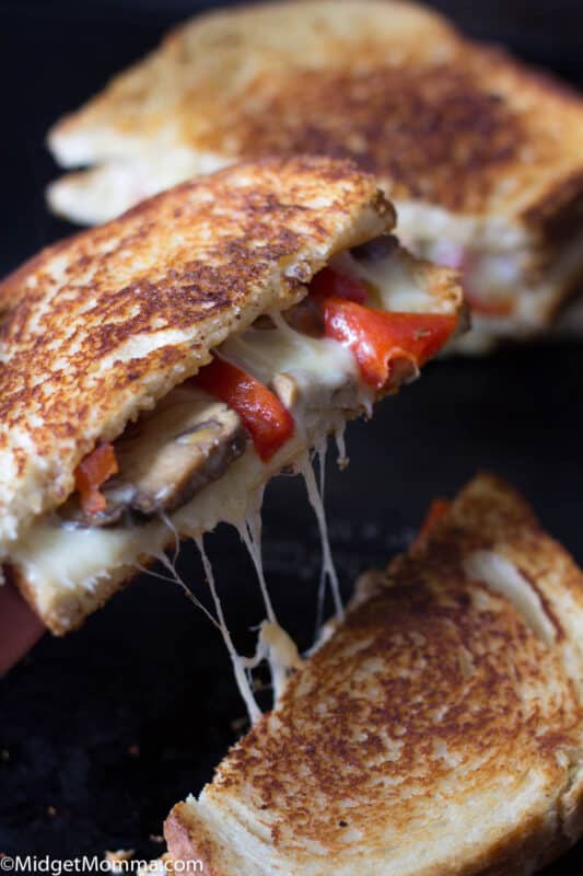 Provolone Grilled Cheese with Roasted Red Pepper & Mushrooms