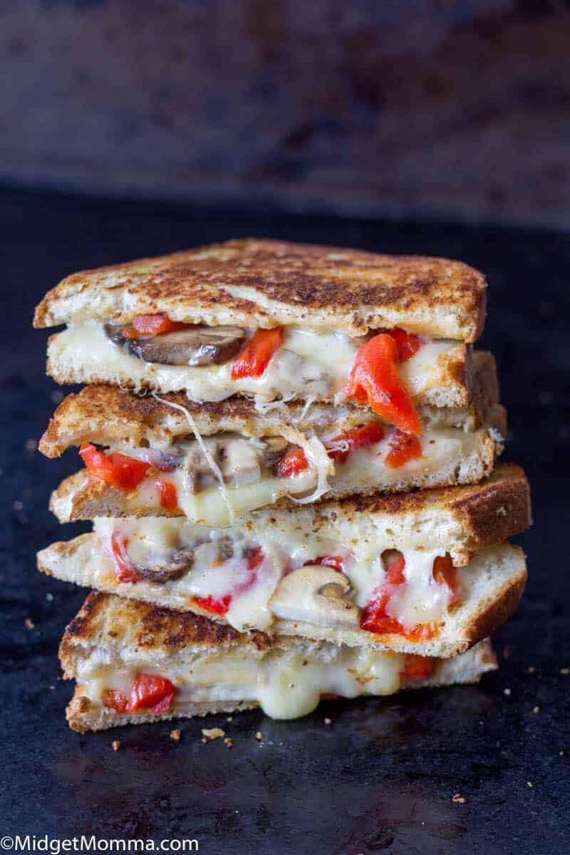 Roasted Red Pepper, Mushroom and Provolone Grilled Cheese