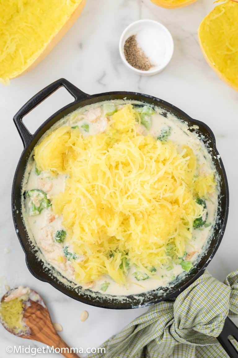 Chicken and Broccoli Alfredo Spaghetti Squash Recipe