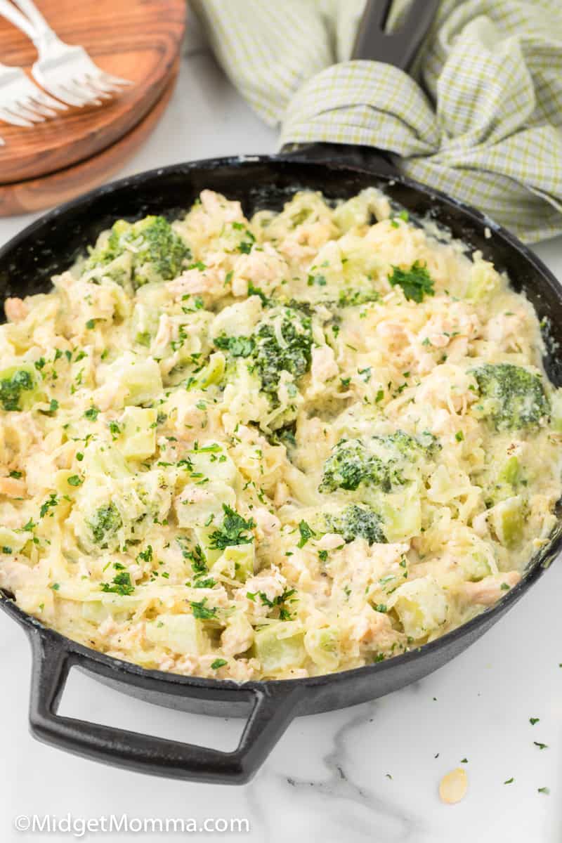 Chicken and Broccoli Alfredo Spaghetti Squash