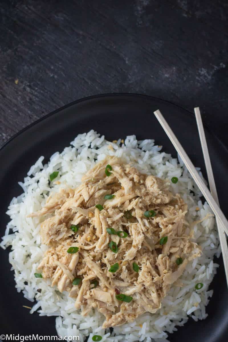 Garlic Ginger Chicken on a plate served over rice