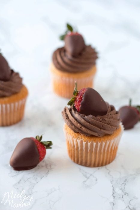 Chocolate covered Starwberry cupcakes