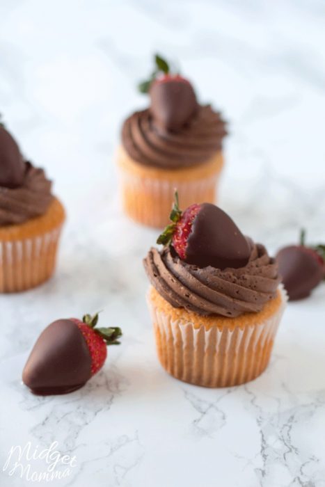 Chocolate covered Starwberry cupcakes