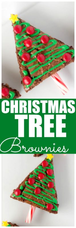 These Christmas Tree brownies are so easy to make! Plus do you see how totally adorable they are? This easy Christmas Dessert is perfect for making for parties because the icing hardens and they are easy to pack up and bring with you. #Christmas #ChristmasTree #ChristmasDessert #ChristmasBrownie #EasyChristmasDessert