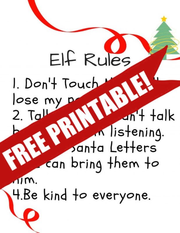 Elf on the Shelf rules printable