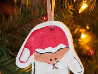 Kids Handprint Santa Ornament made with Air Dry Clay