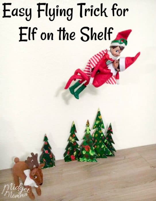 Check out this Elf on the Shelf Flying DIY Trick! Such a great way to add more fun to your Elf on the Shelf holiday traditions with the kids!