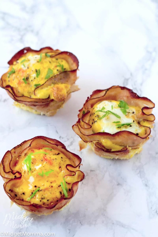 Ham and cheese egg muffins cooked