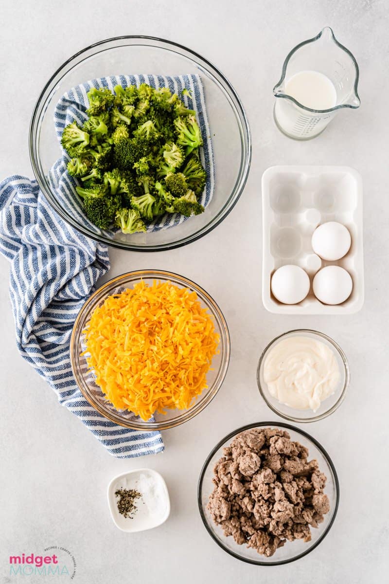 Sausage Broccoli and Cheese Quiche ingredients