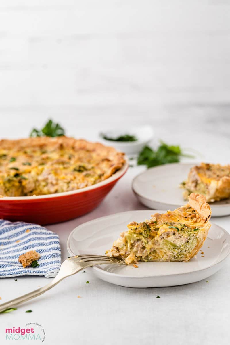 Broccoli and Cheese Sausage Quiche • MidgetMomma