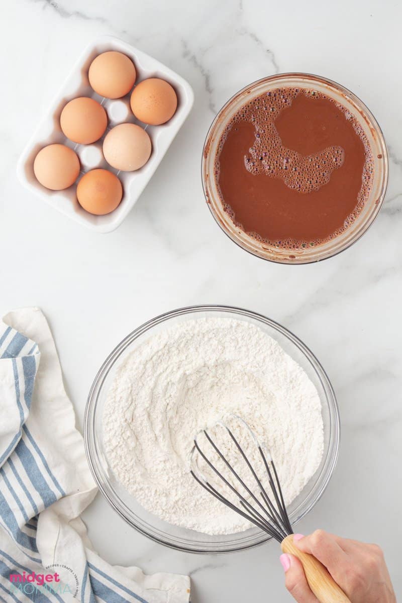 dry ingredients being mixed in a bow