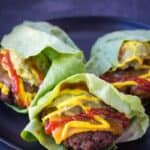 Keto Friendly Hamburger Wraps. Using this secret ingredient you will have a flavorful lettuce you didn't know you could have in a veggie! #keto #hamburger #lowcarb