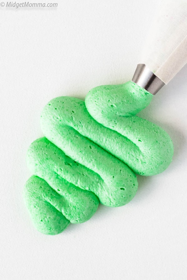 mint frosting in a pipping bag