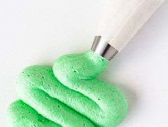 mint buttercream in a pipping bag