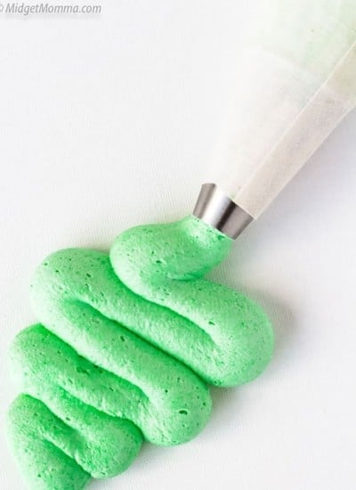 mint buttercream in a pipping bag