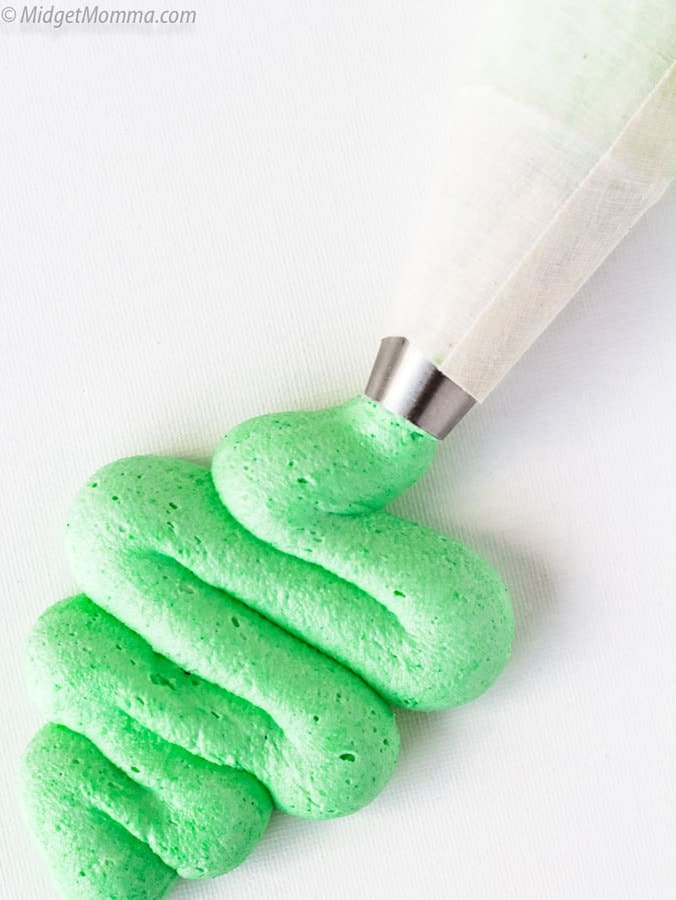 mint buttercream in a pipping bag