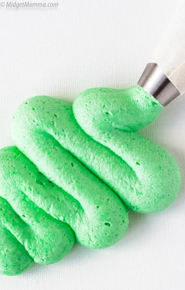 mint buttercream frosting in a pipping bag