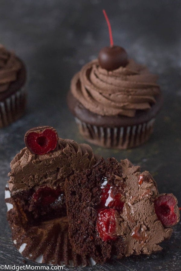 Chocolate Covered Cherry Cupcakes (Filled Cupcakes)